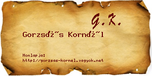 Gorzsás Kornél névjegykártya